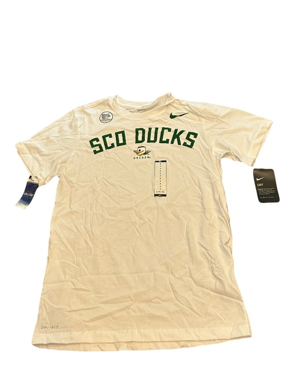 NWT Oregon Ducks Nike Dri-Fit Cotton Sco Ducks Phrase Logo T-Shirt